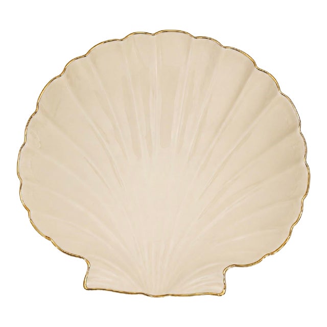 Vintage Lenox Ivory & Gold Sea Shell Dish For Sale