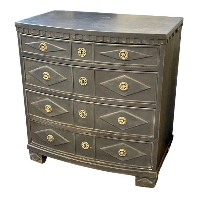 19th Century Swedish Empire Style Painted Black Chest For Sale