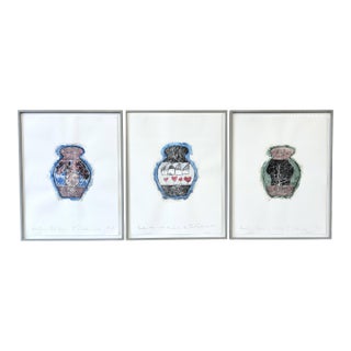 Bill Richards 20th-21st C. American Post Modernist Mixed Media Monotype Triptych For Sale