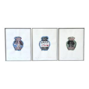Bill Richards 20th-21st C. American Post Modernist Mixed Media Monotype Triptych
