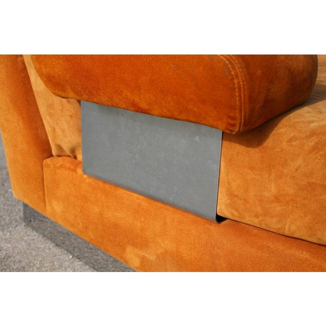 Animal Skin Suede and Steel Orange Sofa, 1970 For Sale - Image 7 of 18