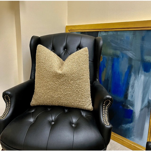 Not Yet Made - Made To Order Tan Beige Boucle Throw Pillow With Feather Down Insert For Sale - Image 5 of 6