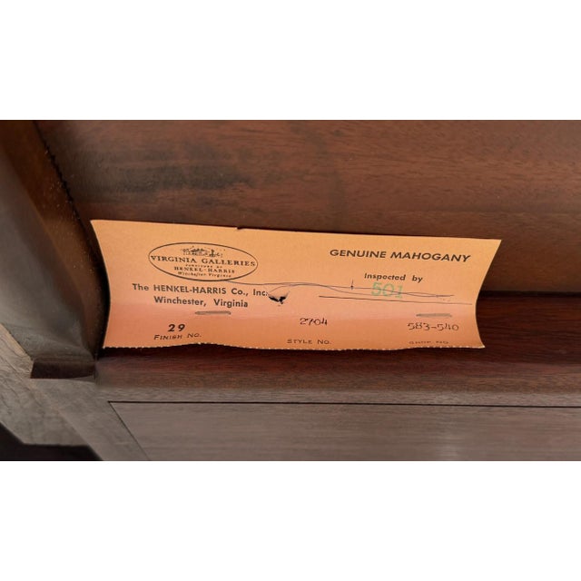 1980s Henkel Harris Solid Mahogany Vanity Model No. 2704 For Sale - Image 14 of 18