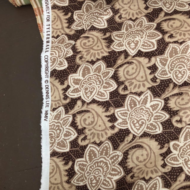 Transitional Tyler Hall Exclusive Mauritius Cream and Brown Patterned Fabric For Sale - Image 3 of 7