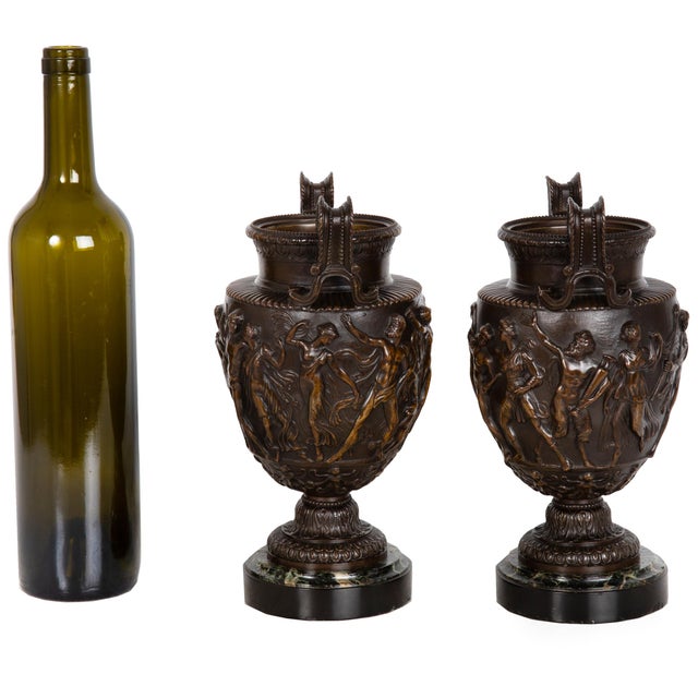 Pair of French Grand Tour Antique Bronze “Townley” Vases Urns Circa 1870 For Sale - Image 6 of 18