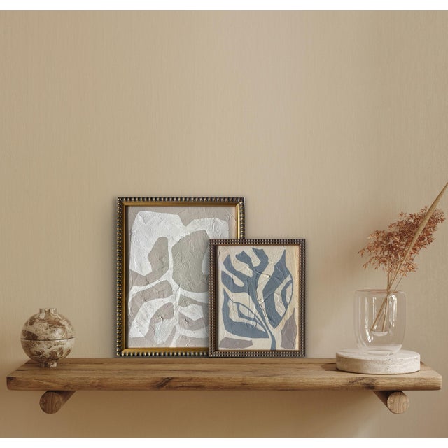 Contemporary abstract botanical painting on canvas. Framed in a gold locally made frame Unframed painting: 11" x 14"...