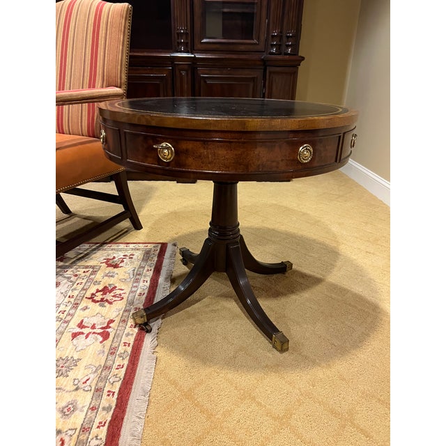 Early 21st Century Leather Top Drum Accent Table by Henredon For Sale - Image 12 of 12