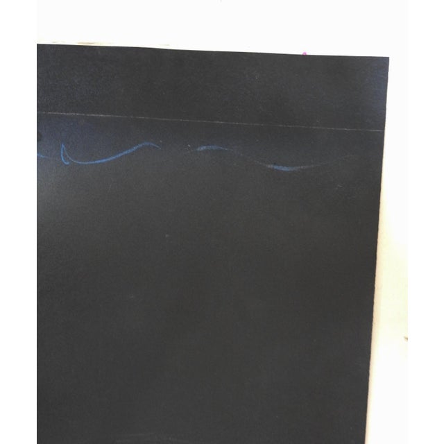 1970s Vintage 1970s Black Smoky Blue Abstract Painting For Sale - Image 5 of 6