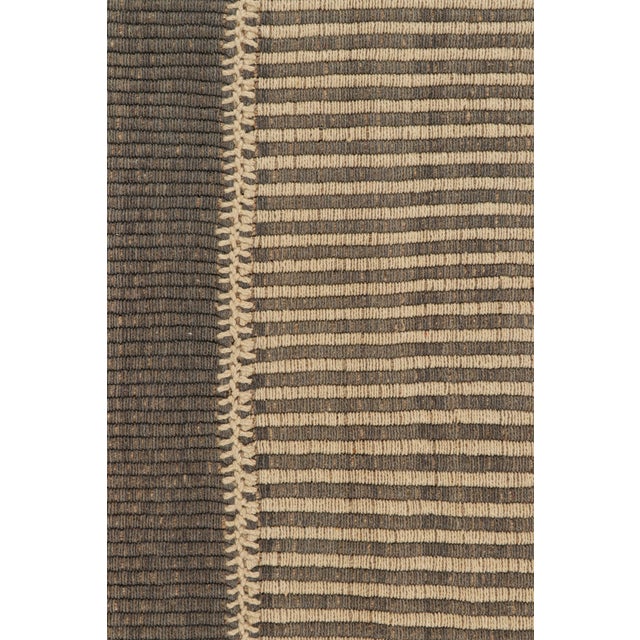 Contemporary Rug & Kilim’s Contemporary Kilim With Textural Beige and Brown Stripes For Sale - Image 3 of 7