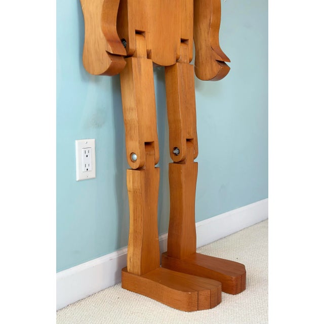 Wood Mid-Century American Folk Art Wood Articulated Man Figure For Sale - Image 7 of 9