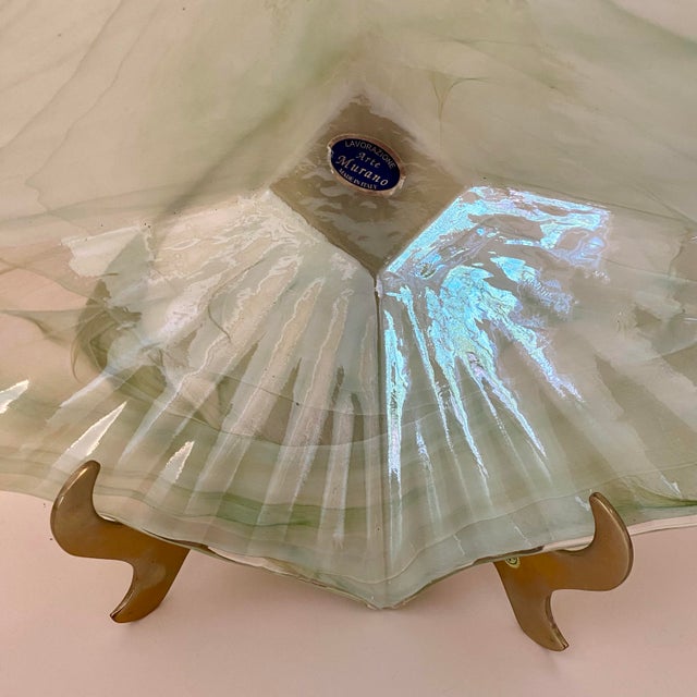 Mid-Century Modern Vintage Lavorazione Murano Art Glass Handblown Free Form Bowl For Sale - Image 3 of 9