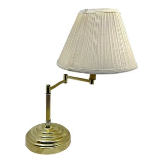 Vintage Small Table Top Brass Swing Arm Lamp For Sale
