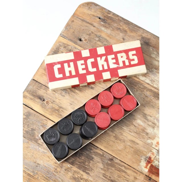 Antique Folding Checkerboard Table With Halsam Checkers For Sale - Image 17 of 17