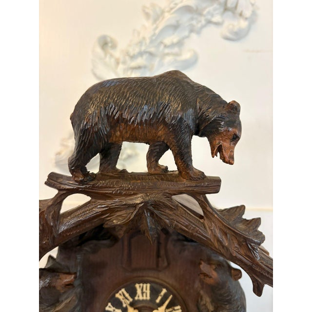 Late 19th Century Antique Black Forest Carved Bear Cuckoo Clock, 1880 For Sale - Image 5 of 18