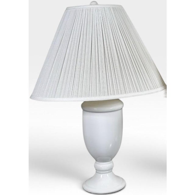 Neoclassical Vintage Neoclassical White Glazed Ceramic Urn Lamps - A Pair For Sale - Image 3 of 11