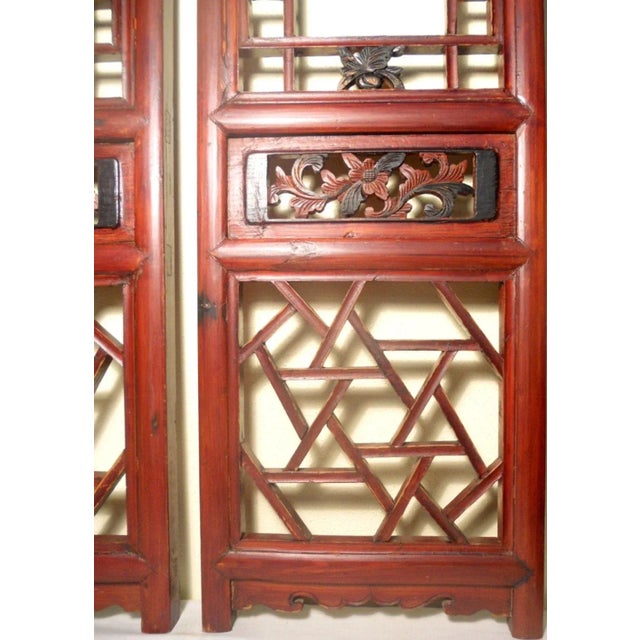 Antique Chinese Screen Panels, Cunninghamia wood; Circa 1800-1849 - A Pair For Sale - Image 4 of 6