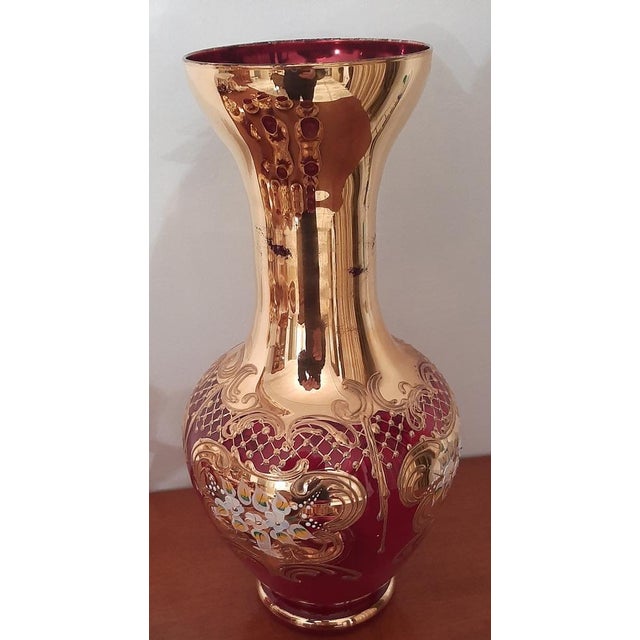 Tre Fuochi Murano Blown Glass Vase with 24k Gold Finishes, Venice, Italy, 1960s For Sale - Image 15 of 16