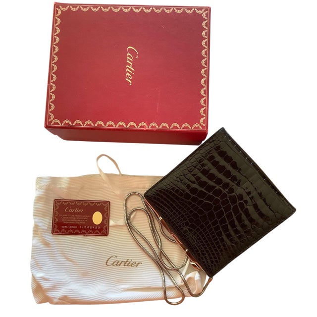 Black 1990s Cartier Panthere Alligator Embossed Leather Clasp Shoulder Evening Clutch Bag For Sale - Image 8 of 8