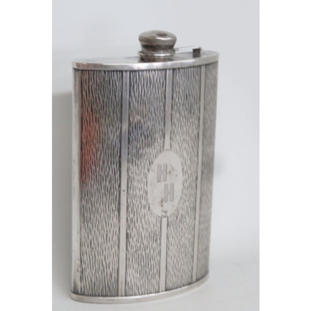 Metal Evans Early 1900s Monogrammed Whiskey Hip Flask Evans Nickel Silver 4714b For Sale - Image 7 of 15