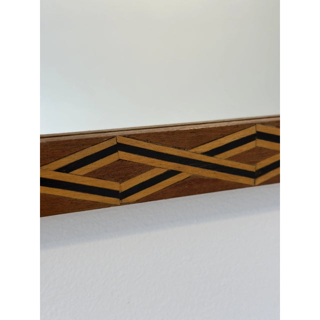 Vintage Parquetry Framed Mirror With Corner Stud Details, Circa 1940s For Sale - Image 11 of 13