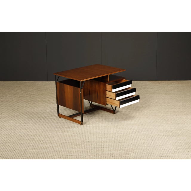 Mid-Century Modern Italian Mid-Century Modern Desk, Style of Gio Ponti, c 1950s, Refinished For Sale - Image 3 of 12