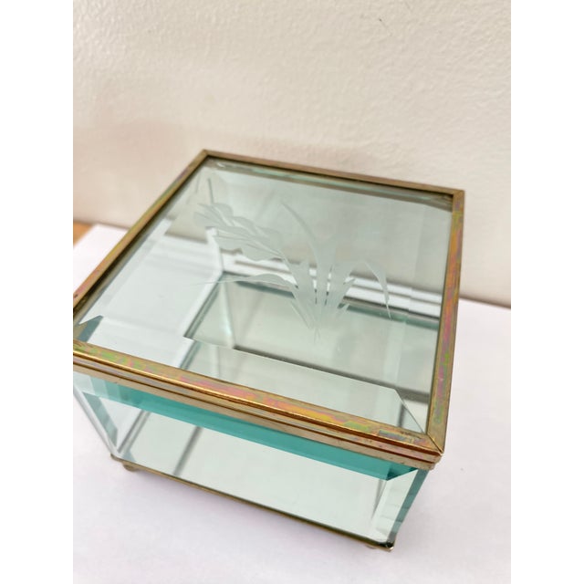 Glass Italian Art Deco Beveled Glass Box, Italy, 1930 For Sale - Image 7 of 18