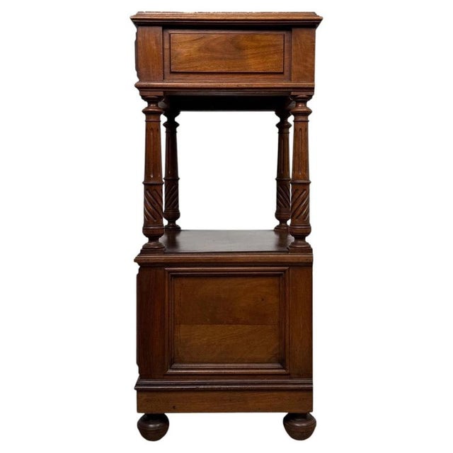 Gold 19th Century French Walnut Cabinet with Marble Top For Sale - Image 8 of 13