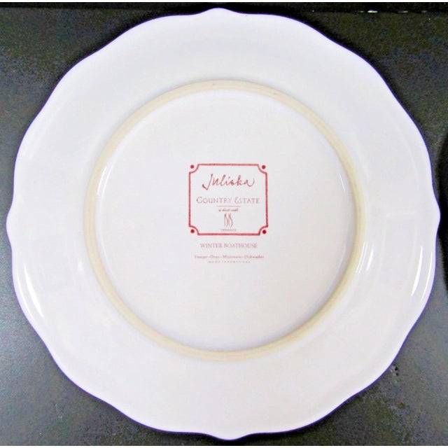 Juliska Country Estate Ruby Party Plates 4 Landscapes With Box For Sale - Image 4 of 13