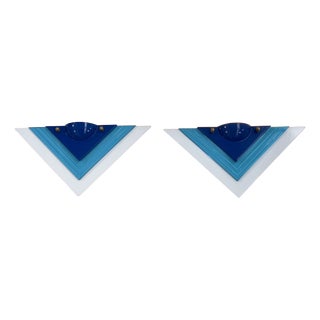 Postmodern Blue Wall Lamps, 1980s, Set of 2 For Sale
