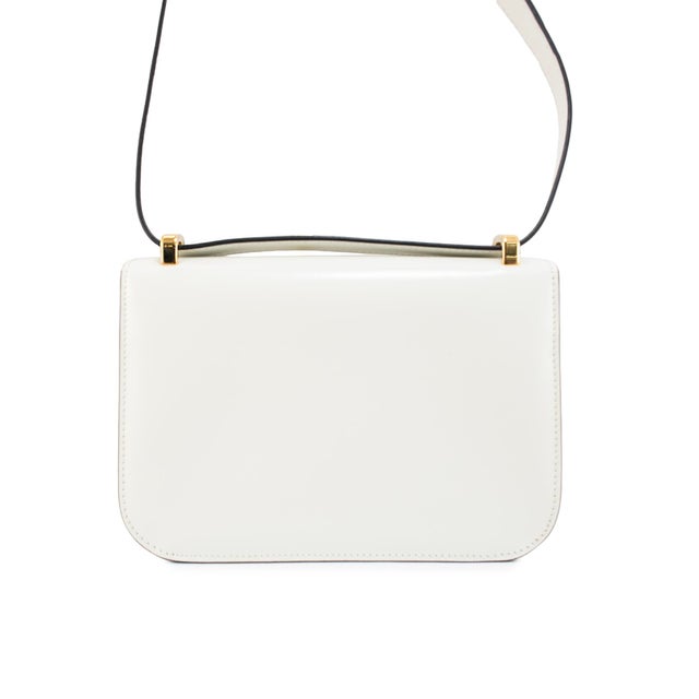 Prada White Soft Calfskin Triangle Logo Gold Hardware Flap Shoulder Bag For Sale In Houston - Image 6 of 8
