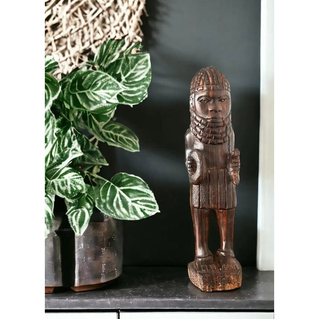 Sculptural African Kuba Hand-Carved Mahogany Figure on Base, Mid-20th Century For Sale - Image 15 of 17