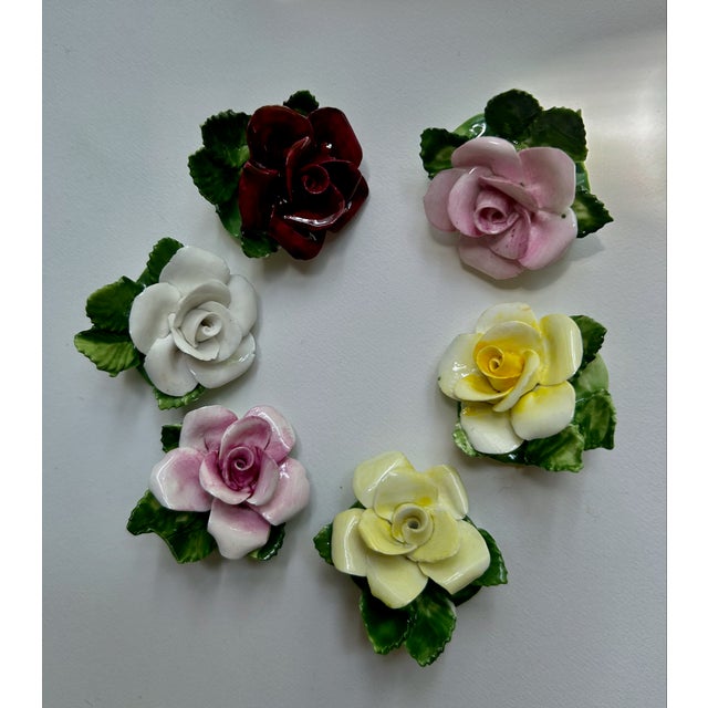 1940s Set of 6 Staffordshire Radnor Bone China Rose Place Card Holders For Sale - Image 18 of 18