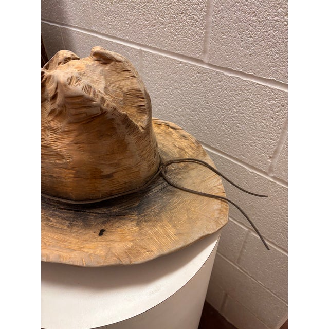 1970s 1970s Carved Cowboy Hat, Signed by Artist For Sale - Image 5 of 6
