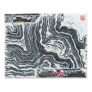 1999 Marjorie Talle Merriman 10 Fathoms With 10 Knot Winds Woodblock