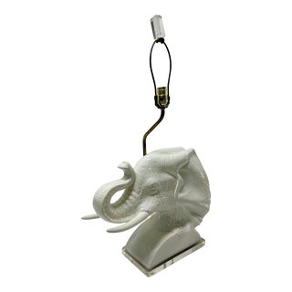 Hollywood Regency Porcelain Elephant Sculptural Lamp For Sale