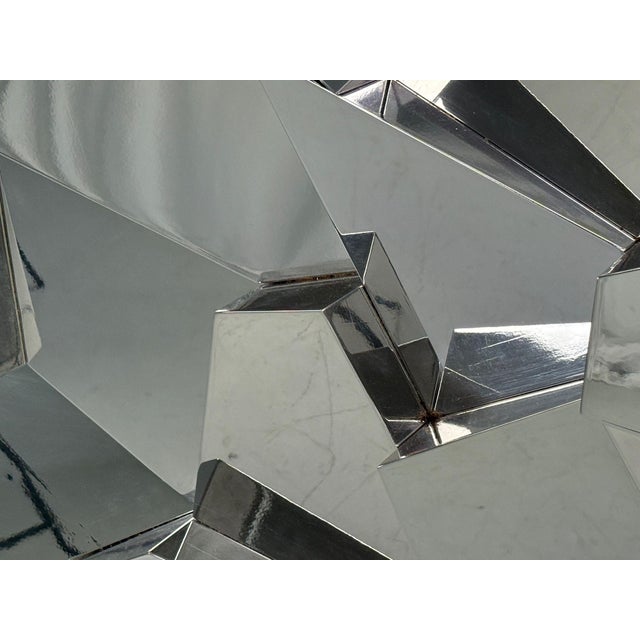2010s Brutalist Style, Geometric Chrome Wall Mirror, American, 2010s For Sale - Image 5 of 9