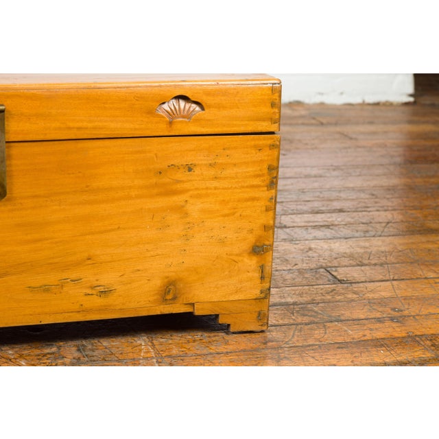 Wood Vintage Chest with Carved Seashells on Lid For Sale - Image 7 of 12