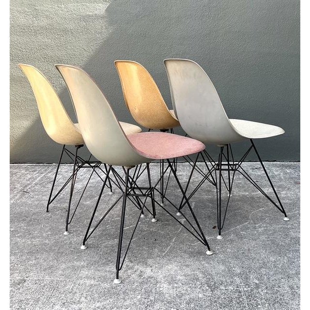 Salmon Vintage Eames “Eiffel Tower” Fiberglass Chairs - Set of 4 For Sale - Image 8 of 12