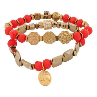 Strength & Grace Red Energy Elephant Charm Bracelet Set For Sale