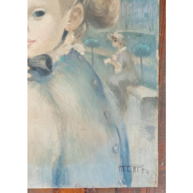 1950s Mid-Century French Impressionist Style Painting of a Young Lady For Sale - Image 5 of 8
