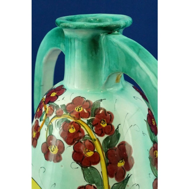 Italian Majolica Ceramic Vase with Flowers by Pisapia, 1960s For Sale - Image 17 of 18