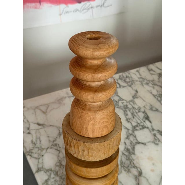 Wood Beech Candlestick 1 by Romain Des Bois For Sale - Image 7 of 9