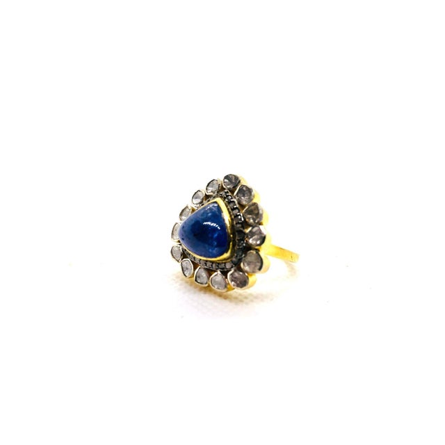 Late 20th Century Bochic “Orient” Vintage Rose Cut Diamond & Tanzanite Ring Set 18K Gold & Silver For Sale - Image 5 of 16