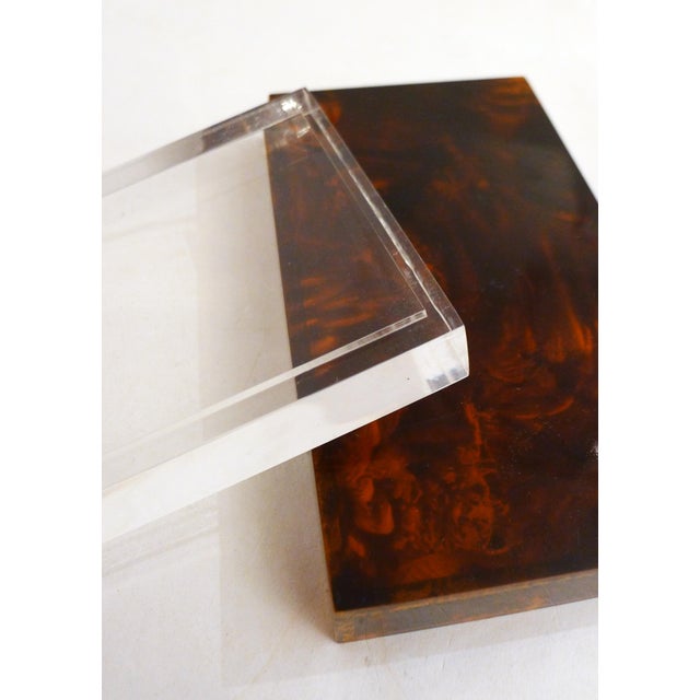 Jewelry Box in Faux Tortoiseshell and Acrylic Glass by Philippe Cheverny, 1970s For Sale - Image 4 of 18
