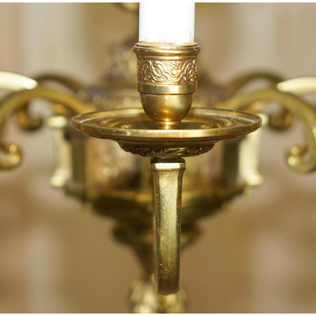 Antique French Rococo Gold Gilt Brass Eight-Branch Cherub Chandelier, 1900s For Sale - Image 13 of 18