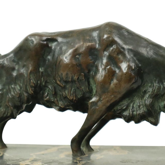 Antique Goat Sculpture in Bronze and Marble, 1920s For Sale - Image 6 of 18