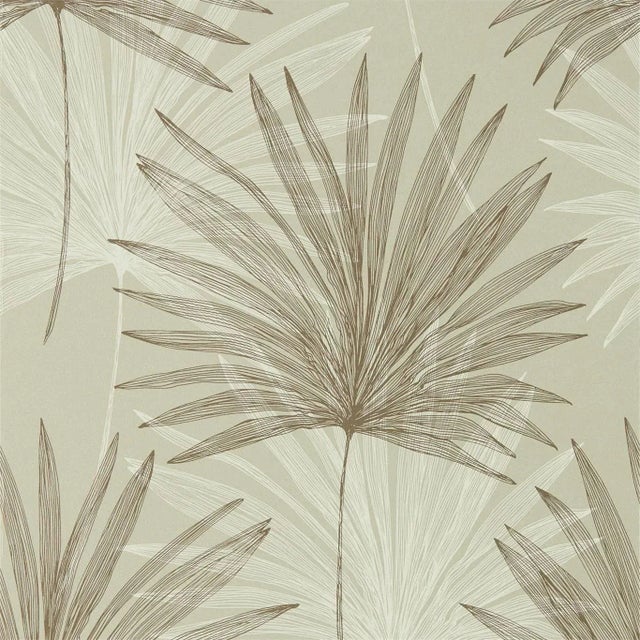 Harlequin Mitende Wallpaper in Pebble/Chalk For Sale