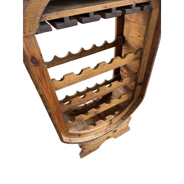 Rustic Freestanding Mexican Barrel-Style Wooden Wine Rack and Glass Holder, 1980 For Sale - Image 6 of 13