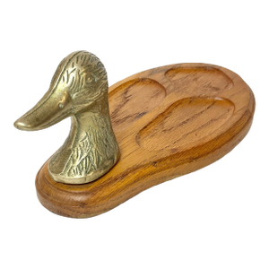 Mid-Century Rustic Arts & Crafts Duck & Oak Dresser Caddy Catchall