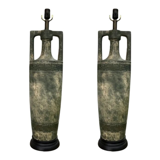 Pair of Hollywood Regency Grecian Inspired Lamps For Sale